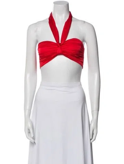 Pre-owned Atoir Halterneck Sleeveless Crop Top In Red