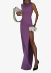 Atoir Jana Bow Embellished Maxi Dress In Purple