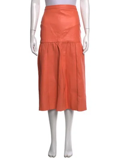 Pre-owned Atoir Leather Knee-length Skirt In Orange