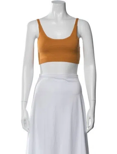 Pre-owned Atoir Linen Scoop Neck Crop Top W/ Tags In Yellow