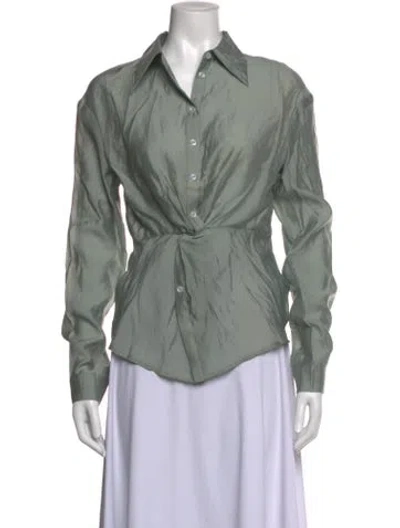 Pre-owned Atoir Long Sleeve Button-up Top In Green