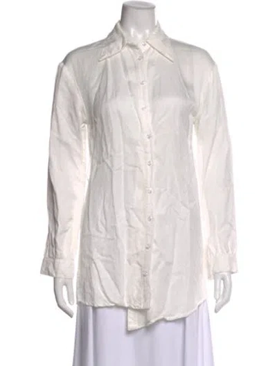 Pre-owned Atoir Long Sleeve Button-up Top In White