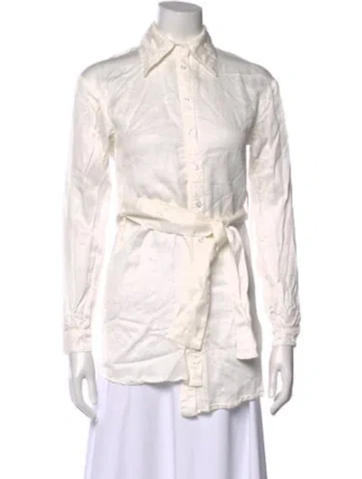 Pre-owned Atoir Long Sleeve Button-up Top In White