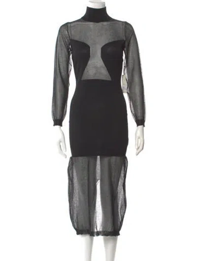 Pre-owned Atoir Mock Neck Long Dress In Black