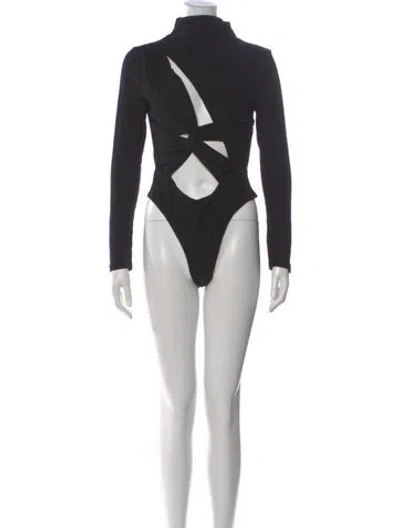 Pre-owned Atoir Mock Neck Long Sleeve Bodysuit In Black