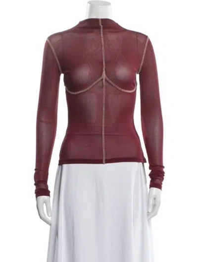 Pre-owned Atoir Mock Neck Long Sleeve Top In Burgundy