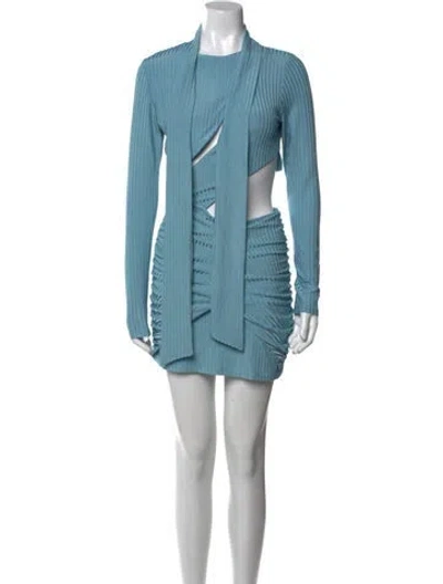 Pre-owned Atoir Mock Neck Mini Dress In Blue