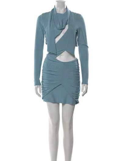Pre-owned Atoir Mock Neck Mini Dress W/ Tags In Blue