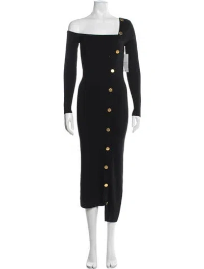 Pre-owned Atoir Off-the-shoulder Midi Length Dress In Black