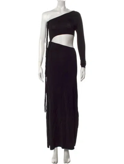 Pre-owned Atoir One-shoulder Long Dress In Black/metallic
