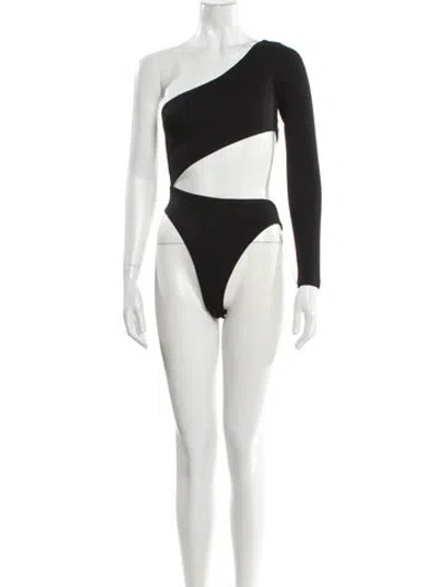 Pre-owned Atoir One-shoulder Long Sleeve Bodysuit In Black