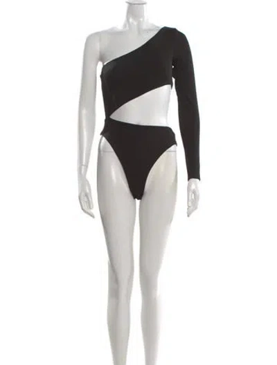Pre-owned Atoir One-shoulder Long Sleeve Bodysuit In Black