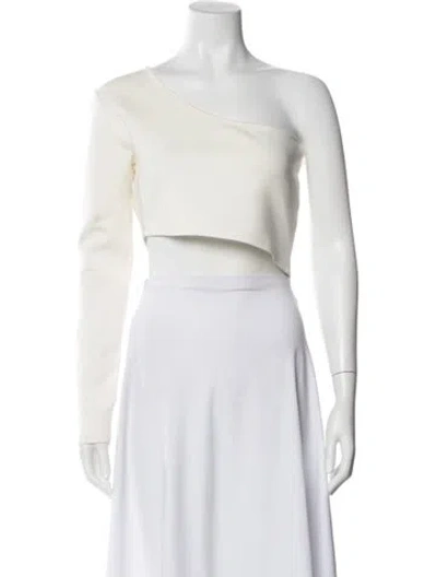 Pre-owned Atoir One-shoulder Long Sleeve Crop Top In White