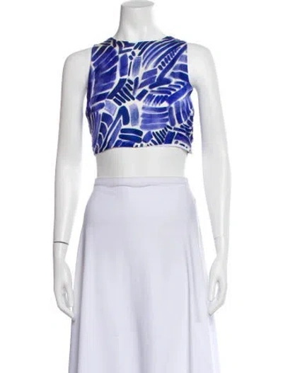 Pre-owned Atoir Patterned Crew Neck Crop Top In White