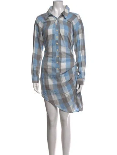 Pre-owned Atoir Plaid Print Mini Dress In Grey