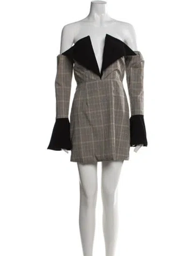 Pre-owned Atoir Plaid Print Mini Dress In Neutral