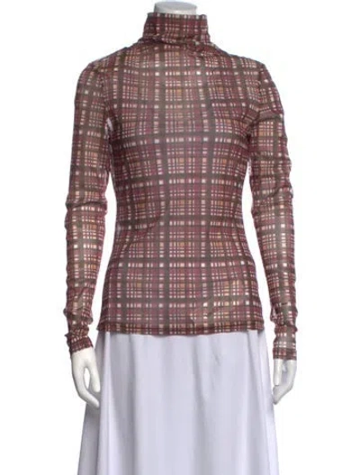 Pre-owned Atoir Plaid Print Turtleneck Top In Multicolor