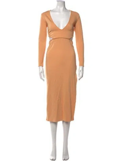 Pre-owned Atoir Plunge Neckline Long Dress In Neutral