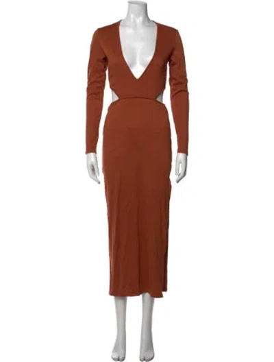 Pre-owned Atoir Plunge Neckline Long Dress In Neutrals