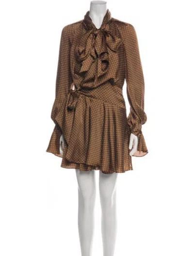 Pre-owned Atoir Polka Dot Print Mini Dress In Brown