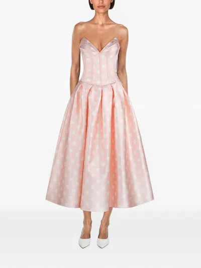 Atoir Polka-dot Corset-style Dress In Pink