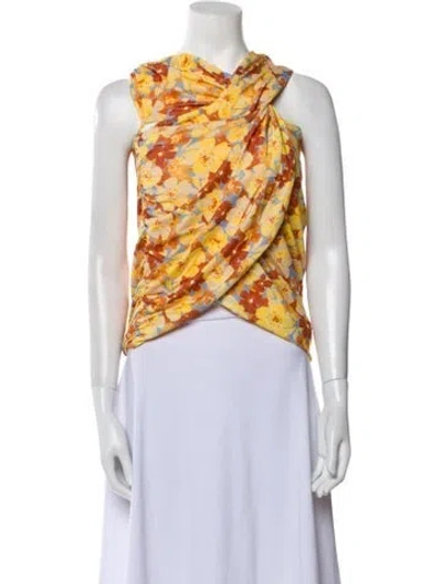 Pre-owned Atoir Printed Cowl Neck Crop Top W/ Tags In Multicolor