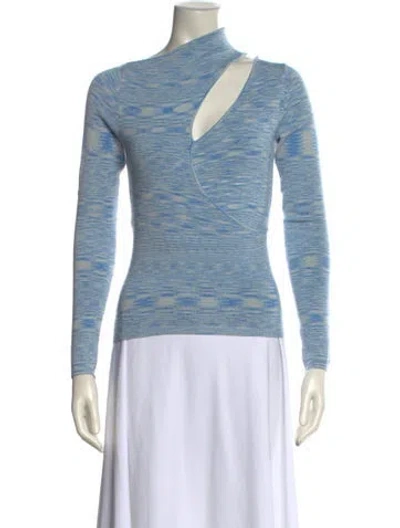 Pre-owned Atoir Printed Cowl Neck Top In Blue