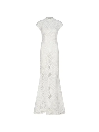 Atoir Sapphira Crochet-knit Geometric-pattern Maxi Dress In White