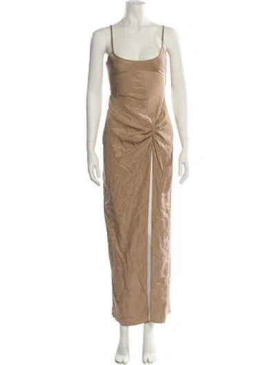 Pre-owned Atoir Scoop Neck Long Dress In Neutral