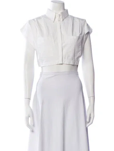 Pre-owned Atoir Short Sleeve Button-up Top In White