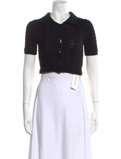 Pre-owned Atoir Short Sleeve Crop Top In Black