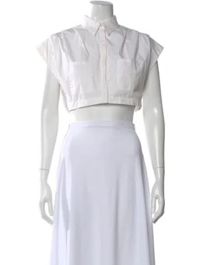 Pre-owned Atoir Short Sleeve Crop Top In White