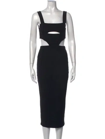 Pre-owned Atoir Square Neckline Long Dress In Black