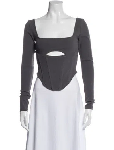 Pre-owned Atoir Square Neckline Long Sleeve Top In Gray