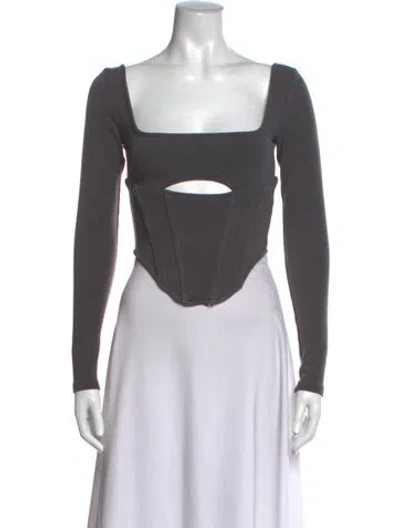 Pre-owned Atoir Square Neckline Long Sleeve Top In Grey