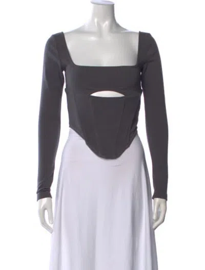 Pre-owned Atoir Square Neckline Long Sleeve Top In Grey