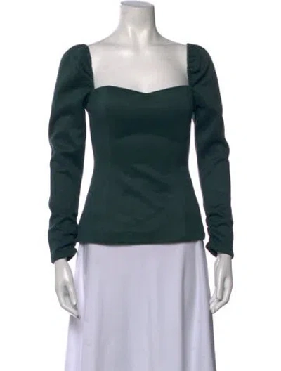 Pre-owned Atoir Square Neckline Long Sleeve Top W/ Tags In Green