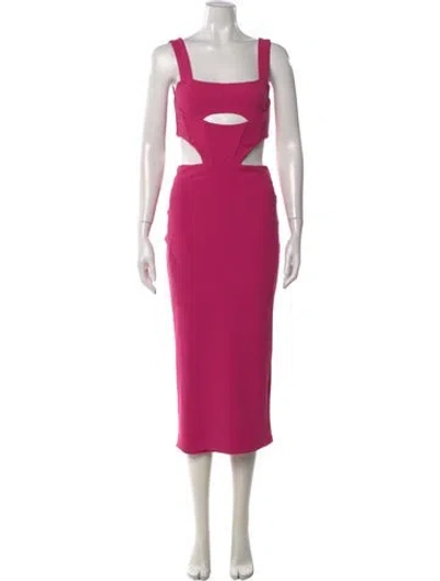 Pre-owned Atoir Square Neckline Midi Length Dress In Pink