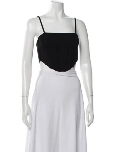 Pre-owned Atoir Square Neckline Sleeveless Crop Top In Black