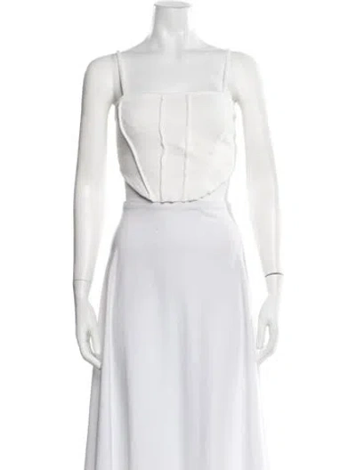 Pre-owned Atoir Square Neckline Sleeveless Crop Top In White