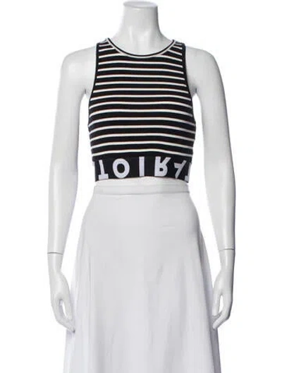 Pre-owned Atoir Striped Crew Neck Crop Top W/ Tags In White
