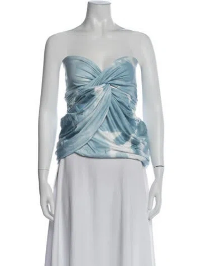 Pre-owned Atoir Tie-dye Print Strapless Crop Top W/ Tags In Blue