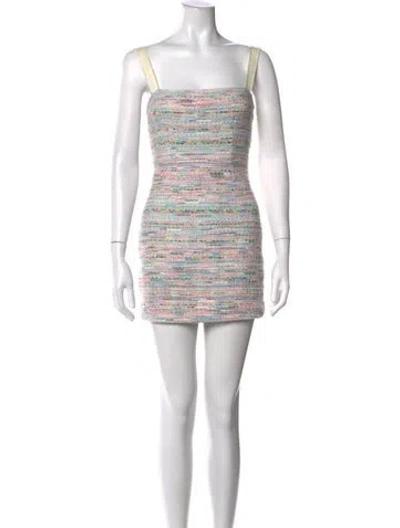 Pre-owned Atoir Tweed Pattern Mini Dress In Neutrals