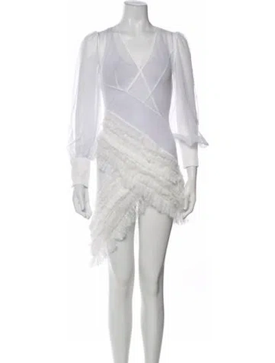 Pre-owned Atoir V-neck Knee-length Dress In Gray