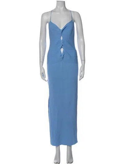 Pre-owned Atoir V-neck Long Dress In Blue
