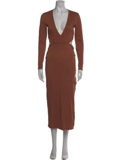 Pre-owned Atoir V-neck Long Dress W/ Tags In Brown