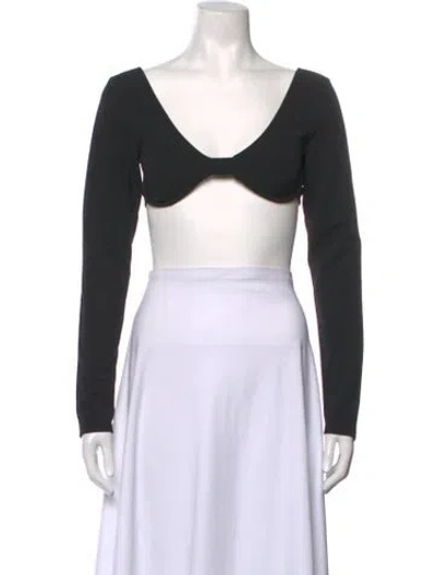 Pre-owned Atoir V-neck Long Sleeve Crop Top In Black