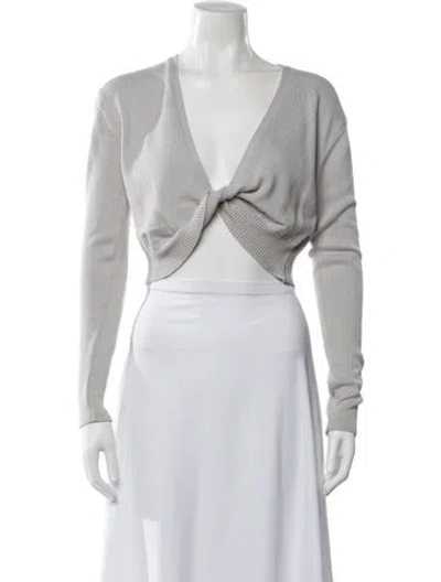 Pre-owned Atoir V-neck Long Sleeve Crop Top In White