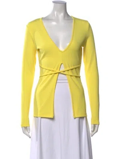 Pre-owned Atoir V-neck Long Sleeve Top In Yellow