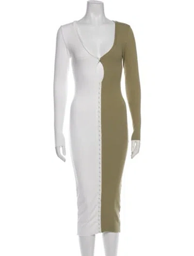 Pre-owned Atoir V-neck Midi Length Dress In Multi